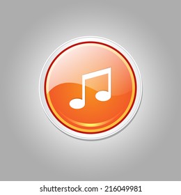 Music Note Circular Vector Orange Web Icon Button