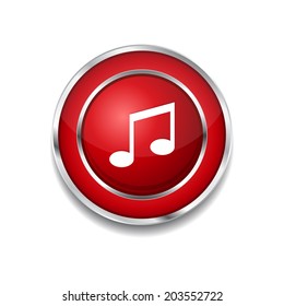 Music Note Circular Vector Red Web Icon Button