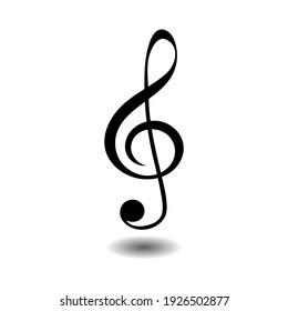 Music note clef, key, isolated vector illustration.