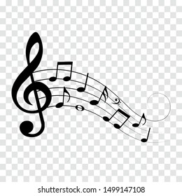 Music note clef, music notes, vector illustration.