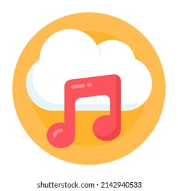 Music note with cloud denoting the concept of cloud music 