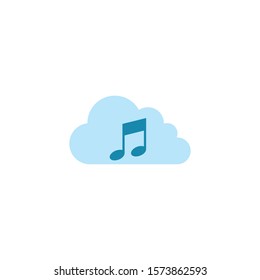 music note in cloud flat style icon vector illustration design