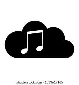 Music note and cloud on white