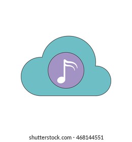 music note cloud sound melody icon. Isolated and flat illustration