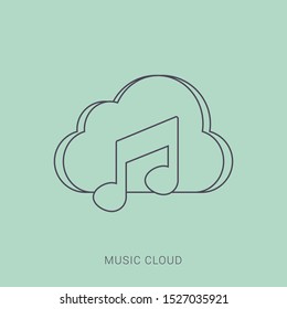 Music note cloud sound silhouette icon.