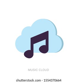 Music note cloud sound silhouette icon.