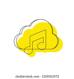 Music note cloud sound silhouette icon.