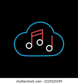 Music Note Cloud Sound Vector On Black Background Icon. Music Sign. Graph Symbol For Music And Sound Web Site And Apps Design, Logo, App, UI