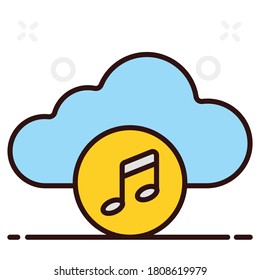 Music note with cloud, vector design of cloud music in flat style 