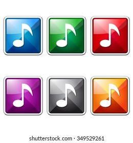 Music Note Colorful Vector Icon Button