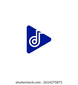 Music note combination media play logo concept