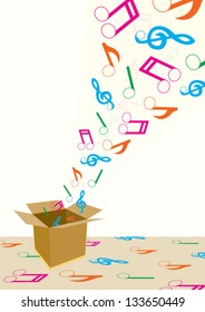 Music note come out of the box