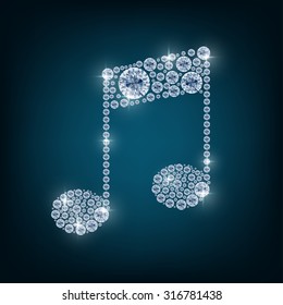 Music note with concept diamond