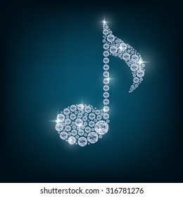 Music note with concept diamond. vector