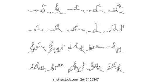 Music Note Continuous Line Collection