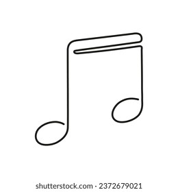 Music note, continuous one art line drawing. Music concept. Hand drawn doodle sketch. Vector illustration