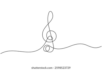 Music note continuous one line drawing vector illustration, Musical Note Continuous Line Art Illustration, Musicals line, Musical Note Continuous Line Icon.