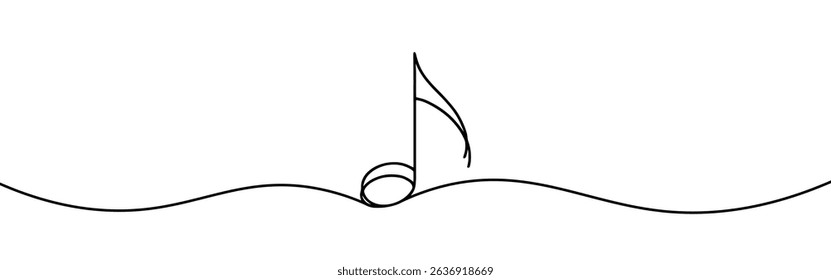 Music note continuous one line drawing. Musical note in simple linear style. Vector illustration.