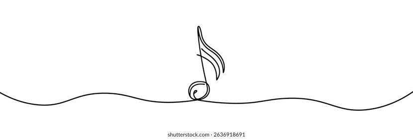 Music note continuous one line drawing. Musical note in simple linear style. Vector illustration.
