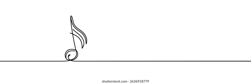 Music note continuous one line drawing. Musical note in simple linear style. Vector illustration.
