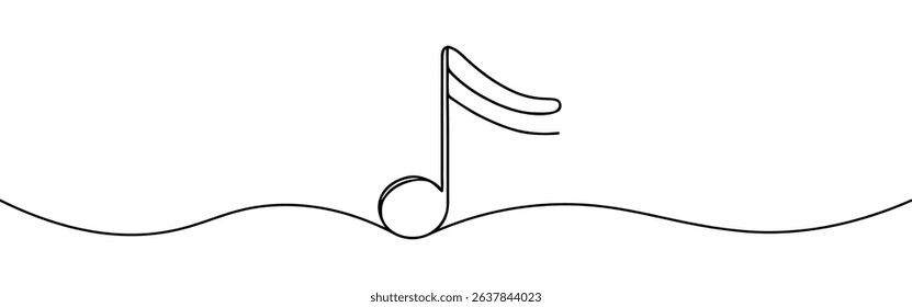 Music note continuous one line drawing. Musical note in simple linear style. Vector illustration.