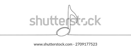 Music note continuous one line drawing. Musical note in simple linear style. Vector illustration.
