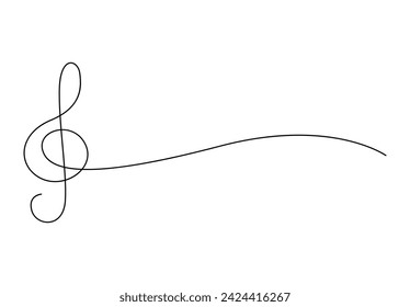 Music note continuous single line drawing. Isolated on white background vector illustration. Free vector 