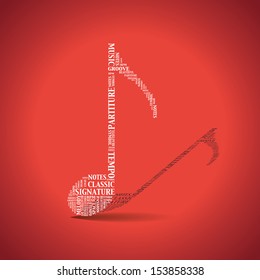 Music note created from words - illustration