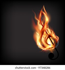 music note design in burning style