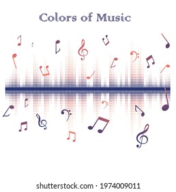 Music note design, colors of music, vector illustration design.
