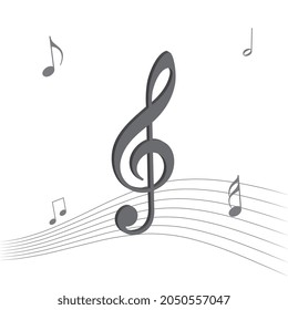 Elemento de diseño de notas musicales en vector de ilustración de representación 3D 