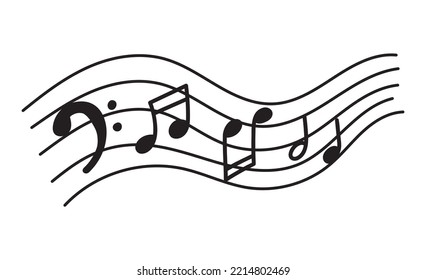 Music note design element in doodle style
