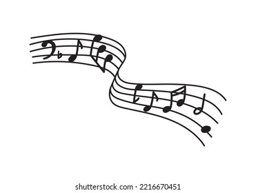 Music note design element in doodle style