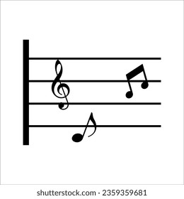 Music note design element in doodle style