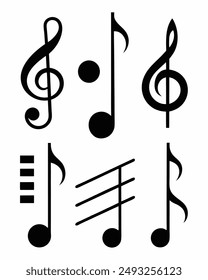 Music note design element in doodle style