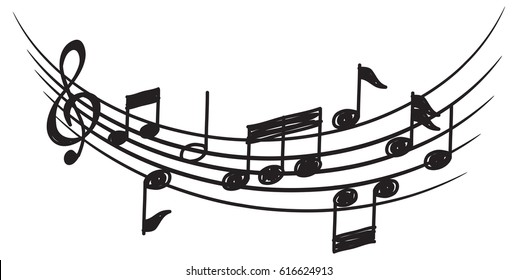 Music note design element in doodle style