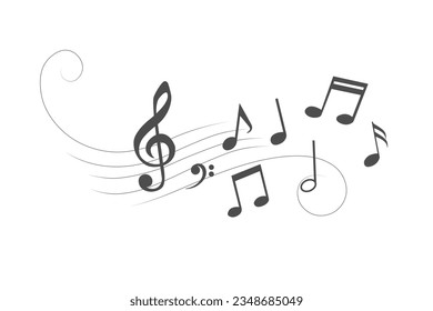 Music note design element. Isolated vector illustration.