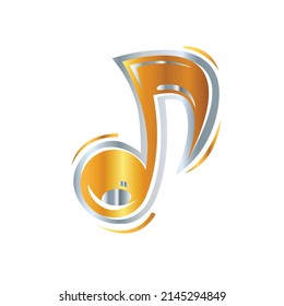 Elemento de diseño de notas musicales en estilo Notas musicales, canción, melodía o sintonización icono vectorial plano para música 
