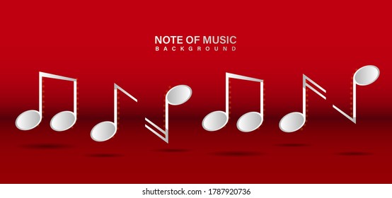 Music Note design on red background for decoration. Vector template.