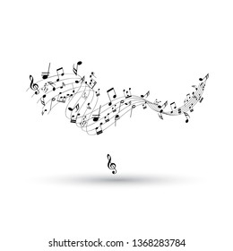 music note design,black music notes on a solid white background - Vector illustration design.