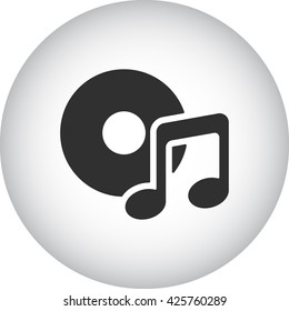 Music note with disc sign simple icon on  background