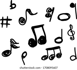 Musiknote doddle Set-Illustration. Illustration der musikalischen Note.