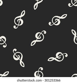 music note doodle drawing seamless pattern background