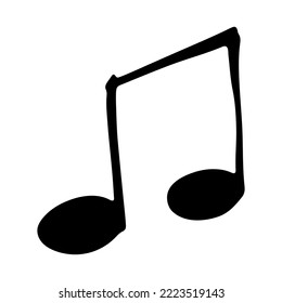 Music note doodle. Hand drawn musical symbol. Single element for print, web, design, decor, logo