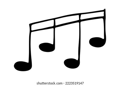 Doodle de notas musicales. Símbolo musical dibujado a mano. Elemento único para impresión, web, diseño, decoración, logotipo