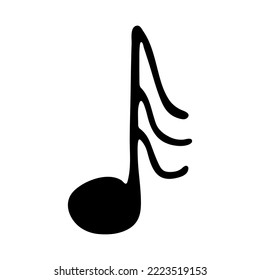 Music note doodle. Hand drawn musical symbol. Single element for print, web, design, decor, logo