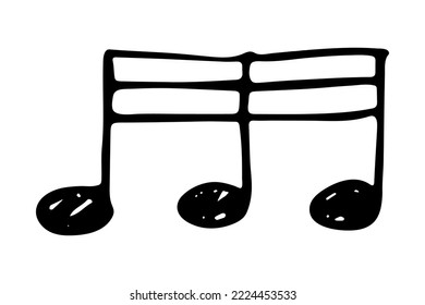 Music note doodle. Hand drawn musical symbol. Single element for print, web, design, decor, logo