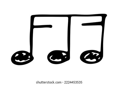 Music note doodle. Hand drawn musical symbol. Single element for print, web, design, decor, logo