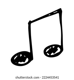 Musiknote doodle. Handgezeichnetes musikalisches Symbol. Einzelne Elemente für Druck, Web, Design, Dekoration, Logo