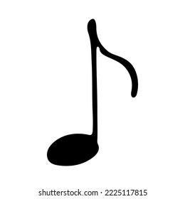 Music note doodle. Hand drawn musical symbol. Single element for print, web, design, decor, logo